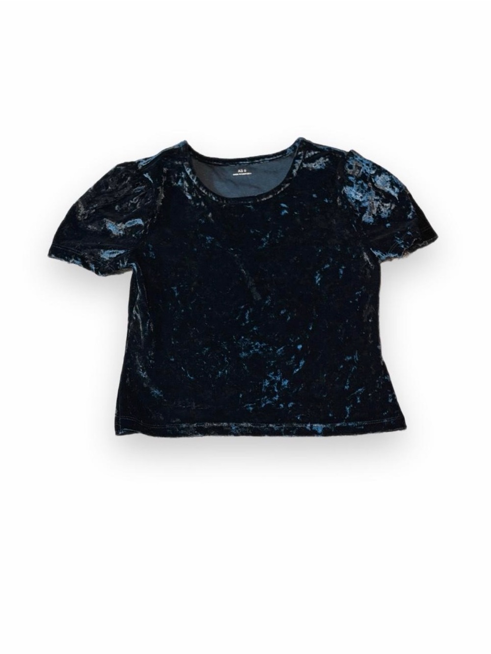 Source Unknown Girls' Crushed Velvet Puff Sleeve Tee - Black